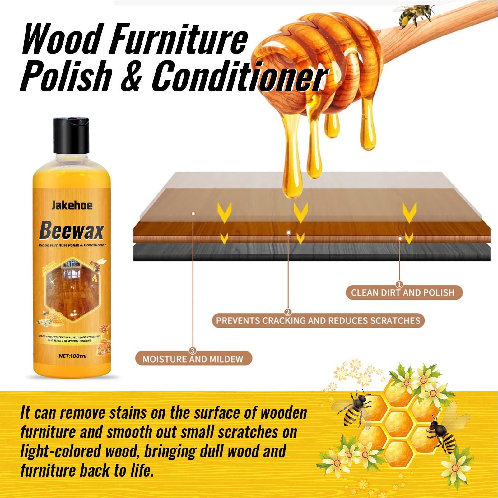 Cire D'abeille Naturelle Pour Meubles Et Bois - Traditionnelle, Neuve, Couleur Jaune - Réf. S5Y2