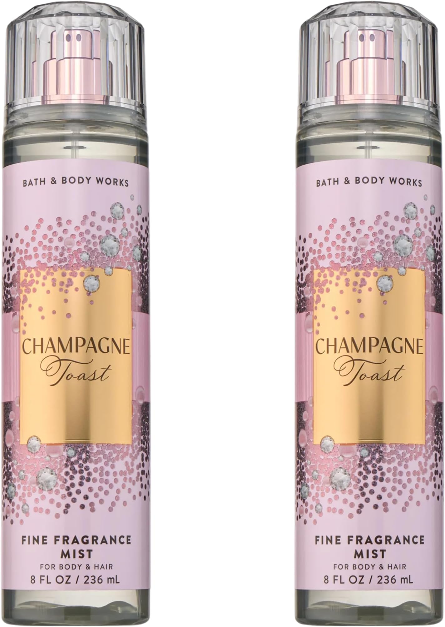 Champagne Toast Fine Fragrance Mist, Body Spray & Perfume for Women, Long-Lasting Personal Fragrance, Bubbly Champagne and Sparkling Berry Scent, 8 fl oz - 2 Pack