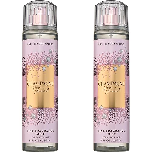 Bath & Body Works Champagne Toast Fine Fragrance Mist, Body Spray & Perfume for Women, Long-Lasting Personal Fragrance, Bubbly Champagne and Sparkling Berry Scent, 8 fl oz - 2 Pack