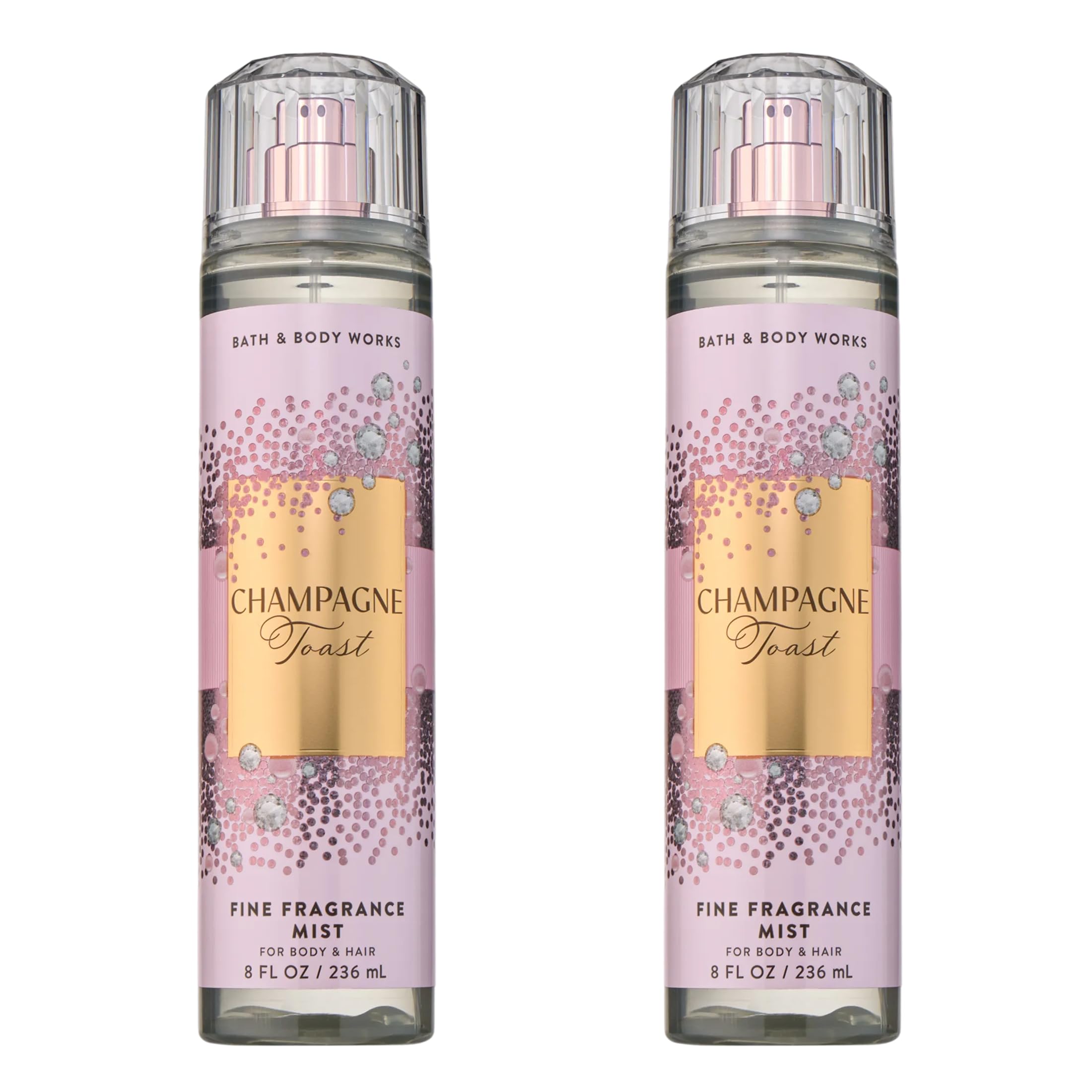 Champagne Toast Fine Fragrance Mist, Body Spray & Perfume for Women, Long-Lasting Personal Fragrance, Bubbly Champagne and Sparkling Berry Scent, 8 fl oz - 2 Pack