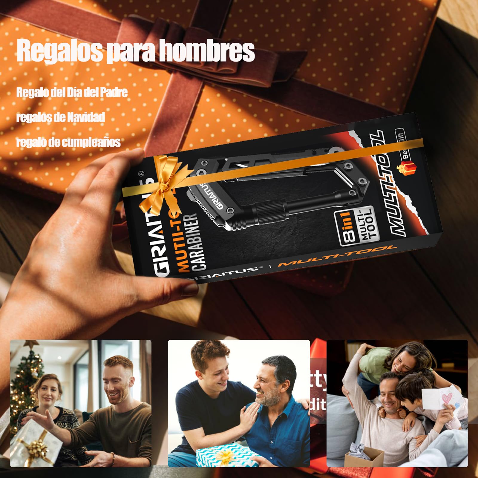Mosqueton Llavero 8en1 Multiherramienta Herramienta Multiusos Con Abridor de Botellas Regla Sierra para Campeggio, Escursionismo Regalos Hombre