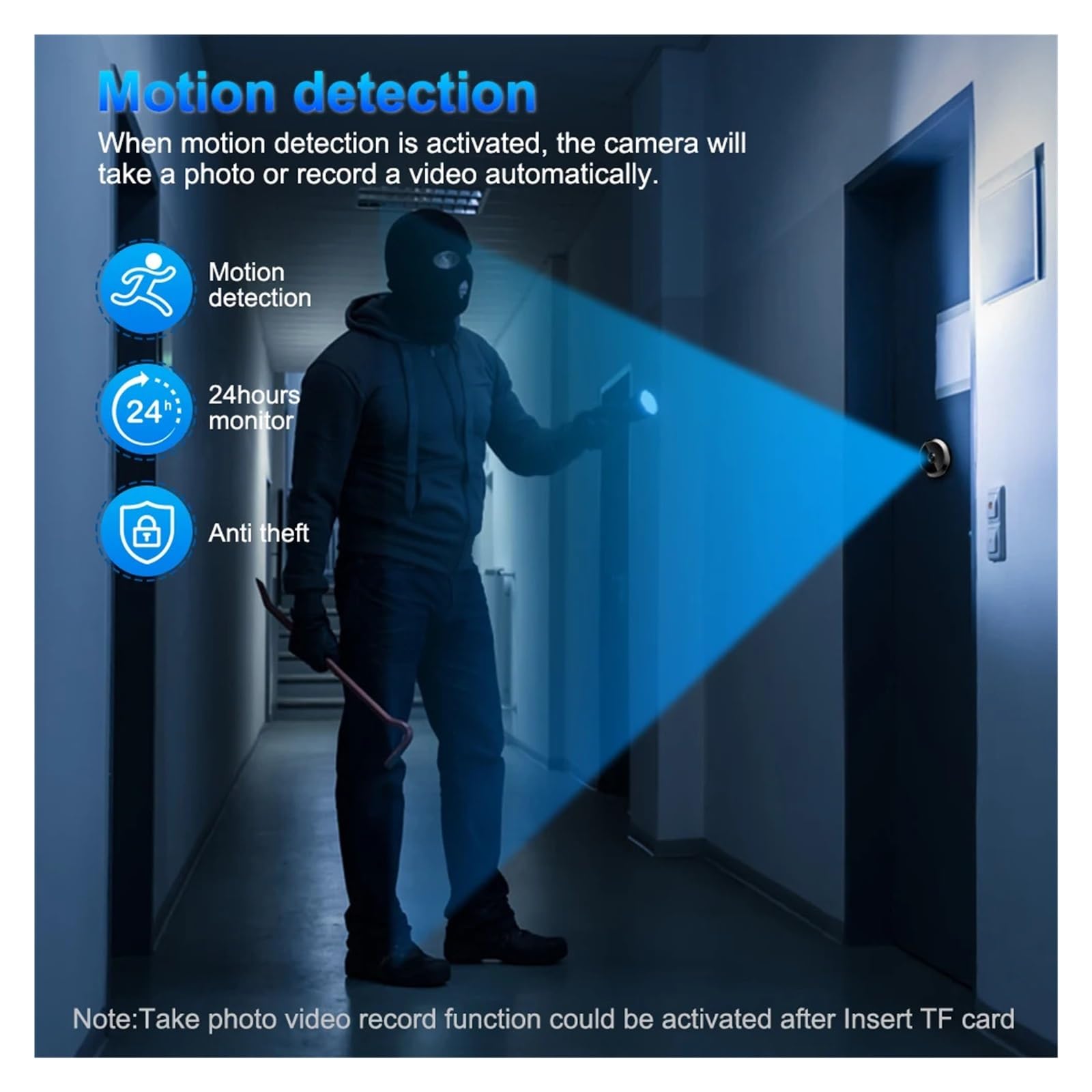 Tuya Smart Radar Türspion Kamera 2MP WiFi Video Türklingel (mit 64GB TF-Karte)
