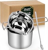 Pachsi 3-Piece Stainless Steel Double Boiler Wax Melting Pot Set for Candle Making - Soy Beeswax Melter with Pouring Spout