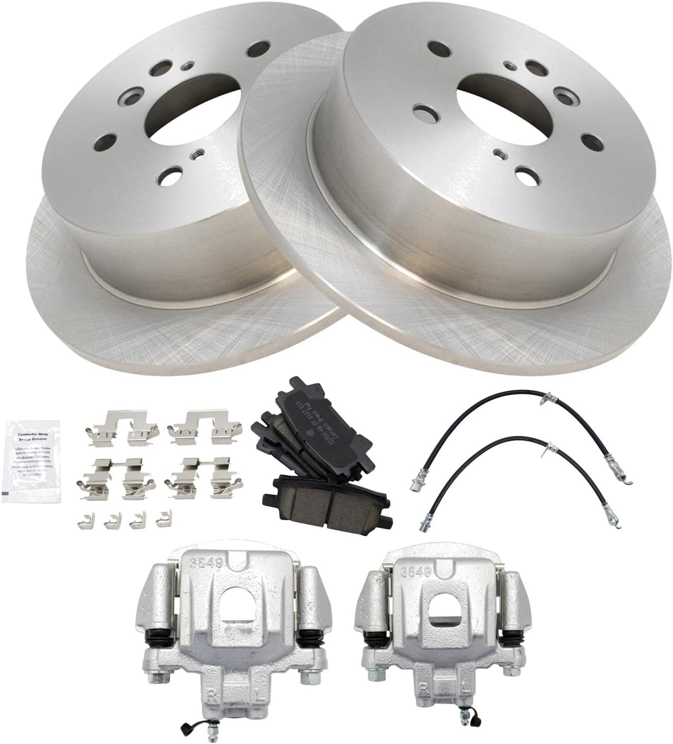 TRQ Rear Brake Pad & Rotor Kit Ceramic Compatible with 2004-2007 Toyota Highlander