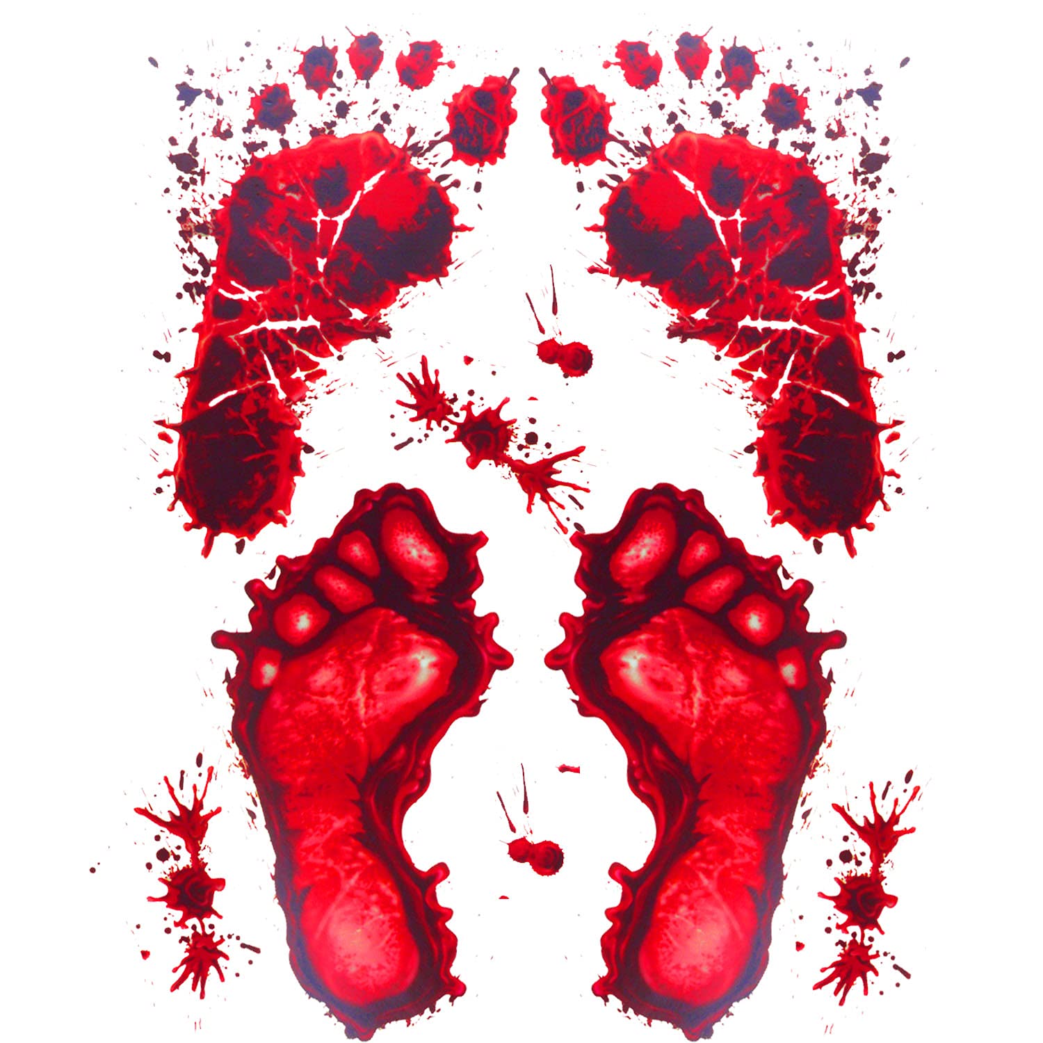 Akh Red Akh® Bloody Feet Stickers Halloween Window Decorations | Bloody Design Feet Prints With Blood Splatter | Bloody Wall Window Floor Clings Stickers Spooky Window Stickers For Halloween Party Decoration
