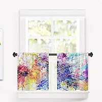 Vista 710 de Cenefas de cocina modernas con patrón de cobre marrón dorado para ventanas, cenefas opacas abstractas de marcas de arañazos y cortinas opacas