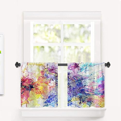 Miniatura 710 de Cenefas de cocina modernas con patrón de cobre marrón dorado para ventanas, cenefas opacas abstractas de marcas de arañazos y cortinas opacas