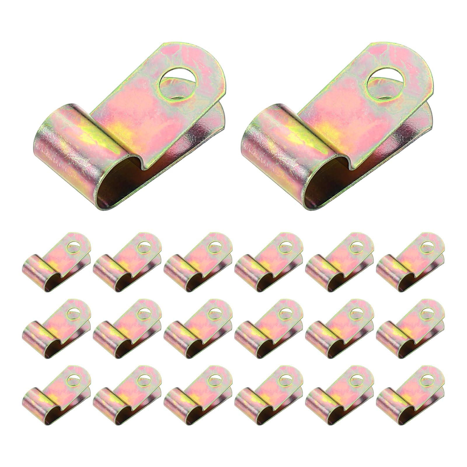 sourcing map 20pcs Cable Clamps 3/8 Inch (10mm) Galvanized Carbon Steel Pipe Clamp Metal Wire Cable Clips for Automotive Industrial Marine Household Installation Pipe Wire