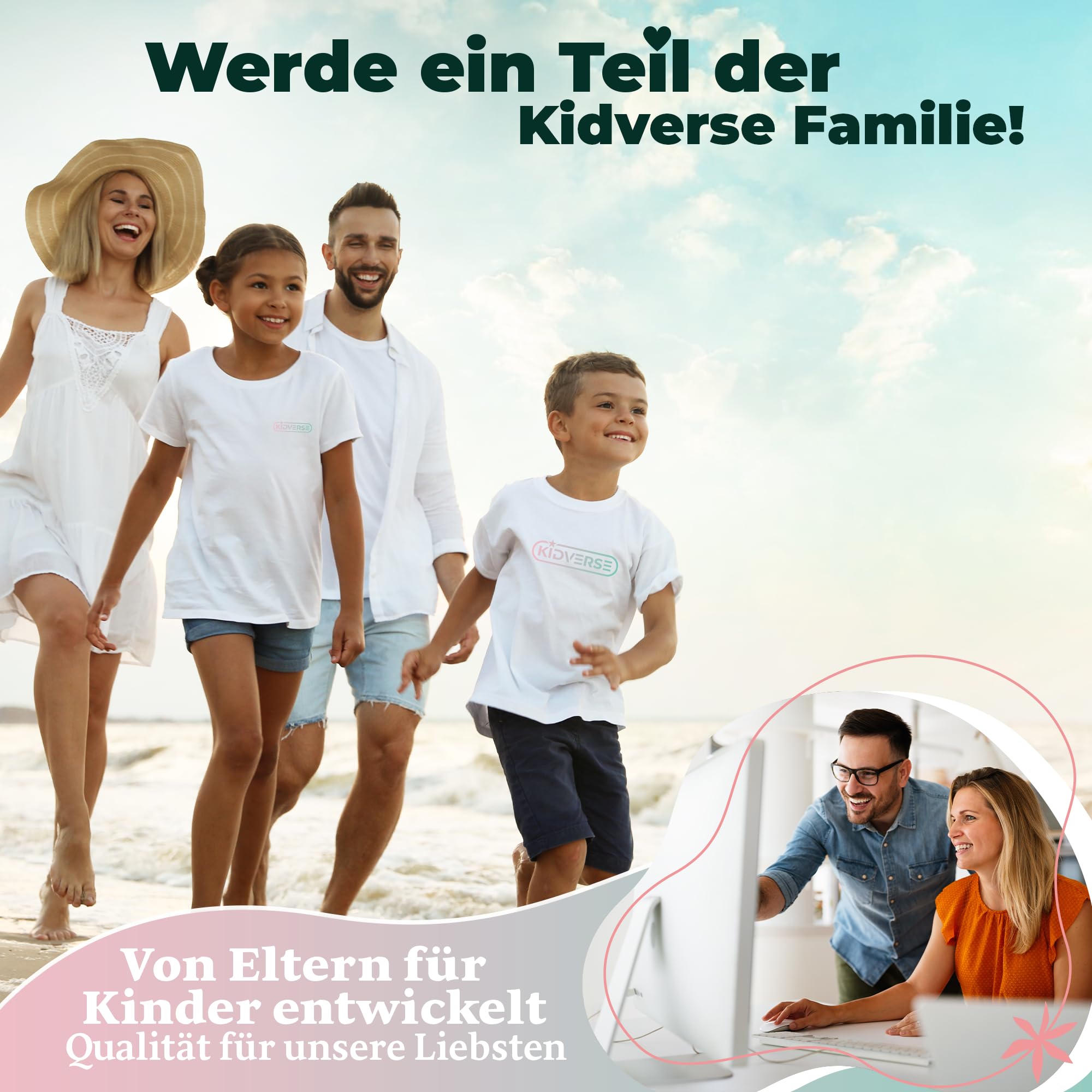 KIDVERSE 2er Set Schwimmwindel Baby 0-3 Jahre - Hautfreundliche Schwimmwindeln wiederverwendbar & saugstark - Baby Schwimmwindel mit Tasche & Wäschenetz (Kirschen & Raosa Blumen 2er)