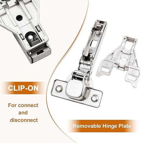 Miniatura 3 de Probrico 16 pares (paquete de 32) bisagras de gabinete de cocina para gabinete de marco facial, bisagras ocultas de gabinete de níquel satinado