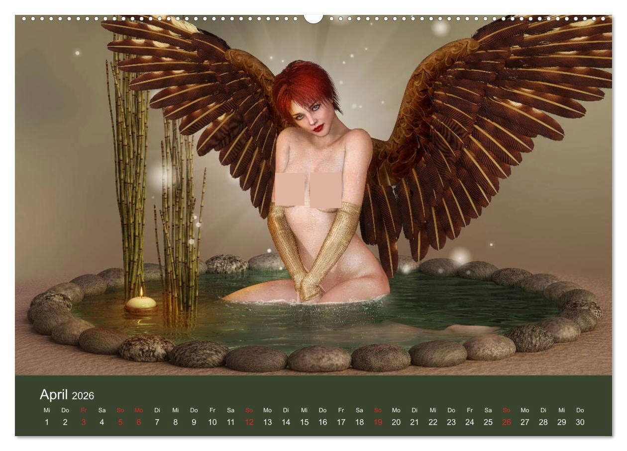Engel der Verführung - Mythologie als Akt (hochwertiger Premium Wandkalender 2026 DIN A2 quer), Kunstdruck in Hochglanz: Engel mal ganz anders. (CALVENDO Erotik)