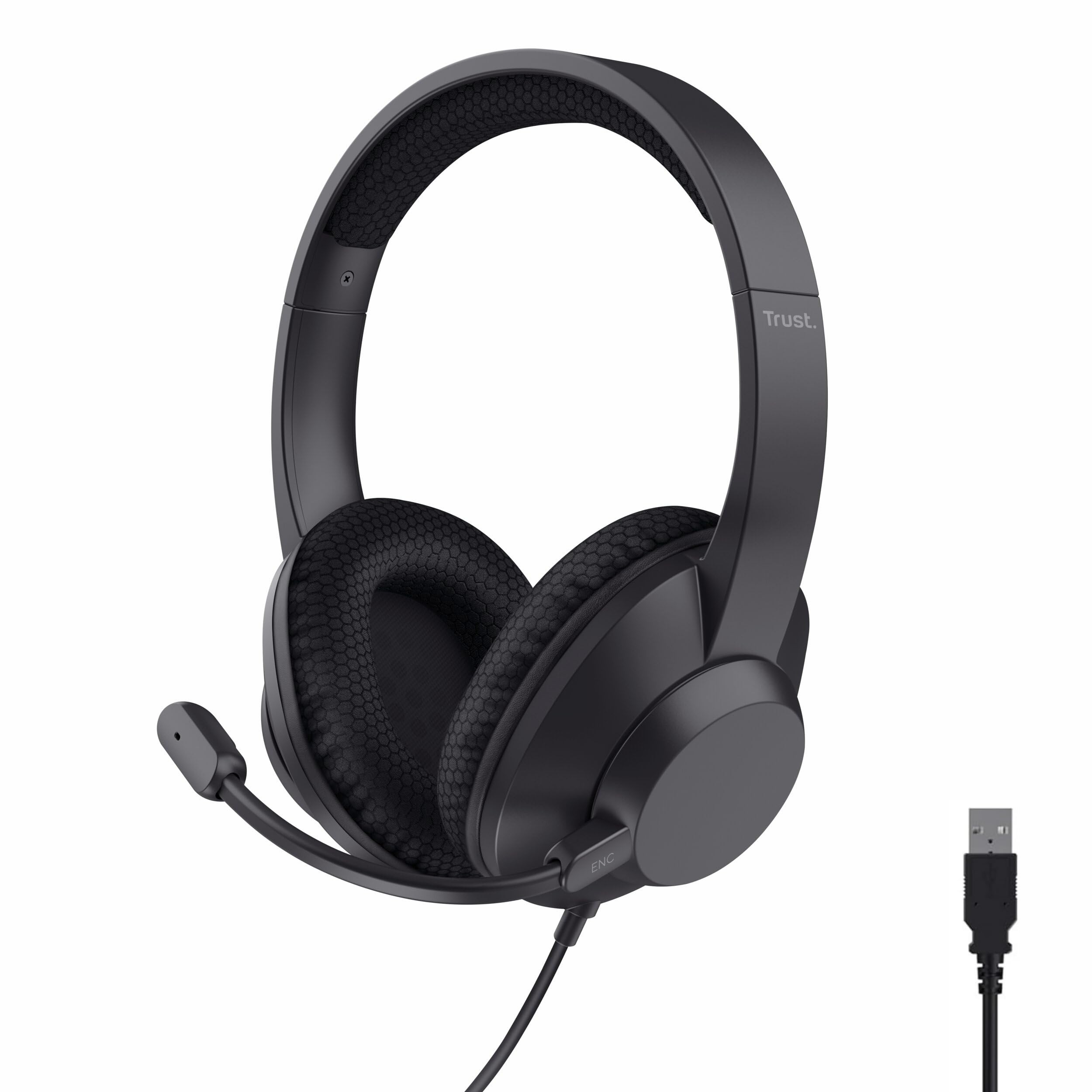 Ayda Max USB-Headset mit Mikrofon Over-Ear, ENC Noise Cancelling, USB-C, 1,8 m Kabel, 85% Recyclingkunststoff, Schwarz