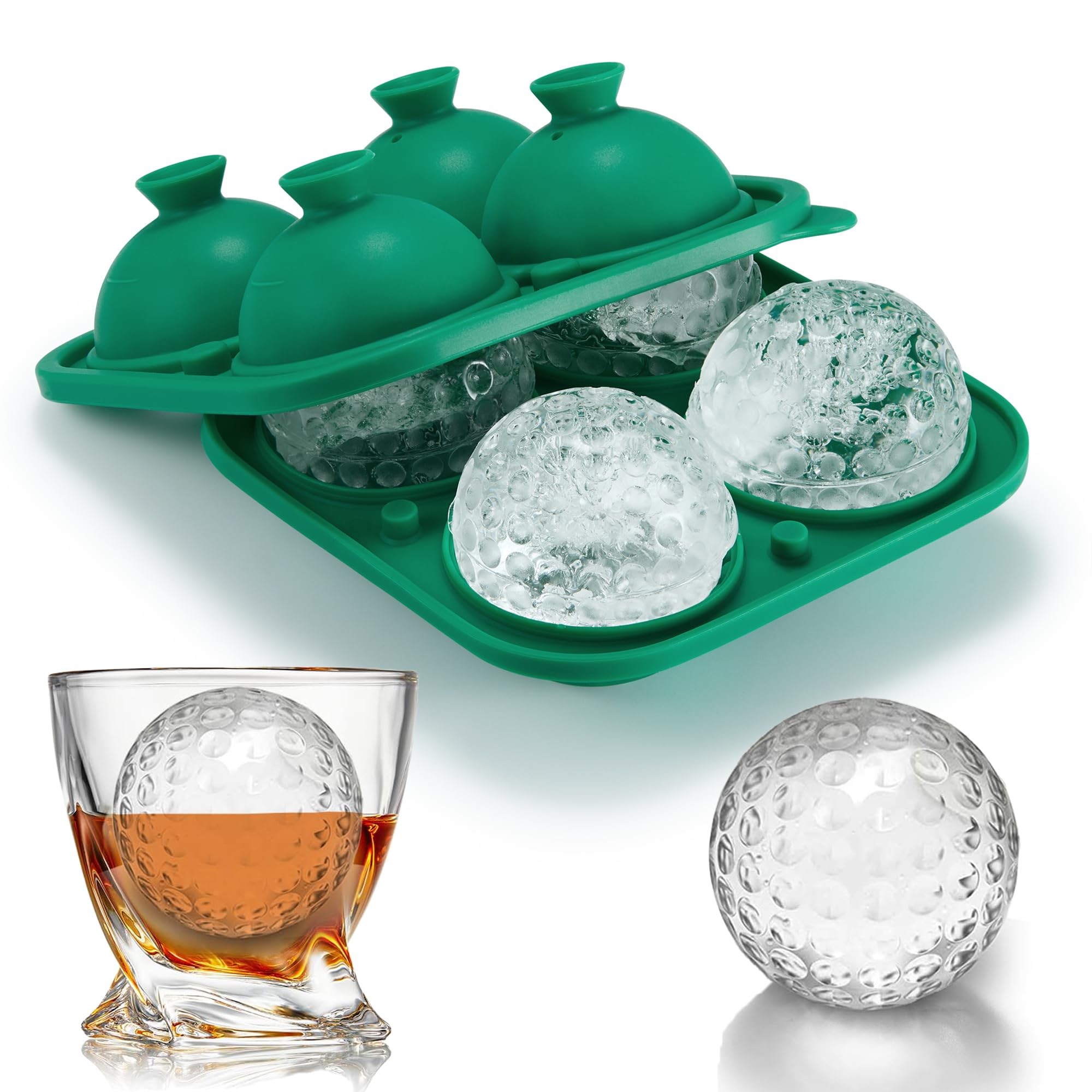 ACOOKEE Novelty Golf Gifts Ball Ice Maker Mold, 2.2" Large Sphere Round Ice Cube Mold for Cocktails, Whiskey, Bourbon, Fun Shapes Big Whiskey Ice Cube Mold Gifts