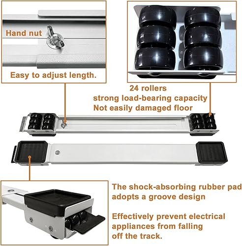 Miniatura 6 de Rodillos para electrodomésticos, resistentes de 20 a 32 pulgadas, rodillos extensibles para electrodomésticos, base antideslizante para lavadora,