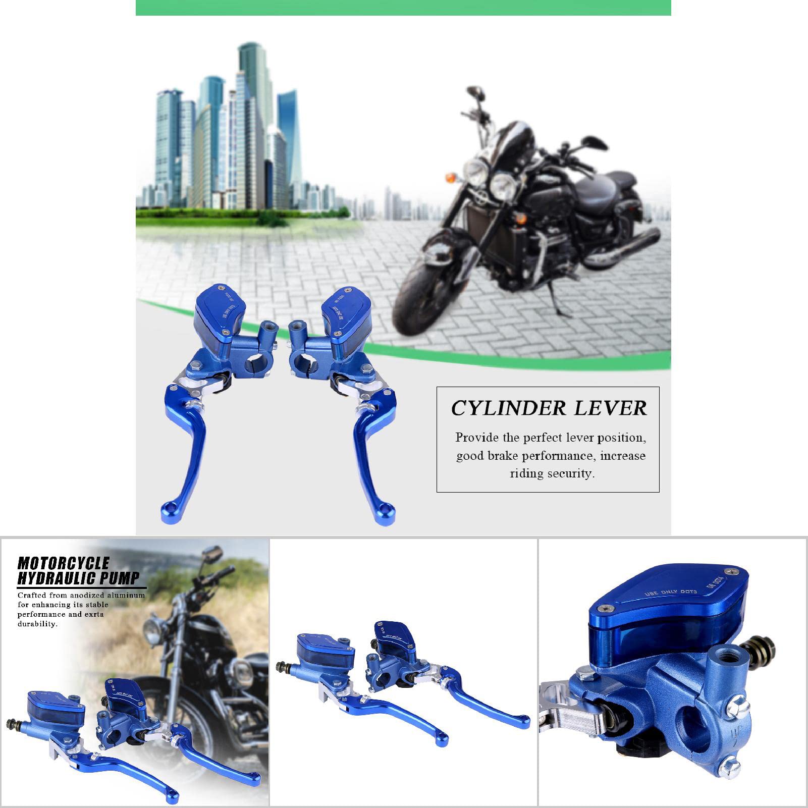 Coppia di leve regolabili CNC da 22 mm per pompa freno idraulica e cilindro maestro frizione, per ricambi moto (blu)