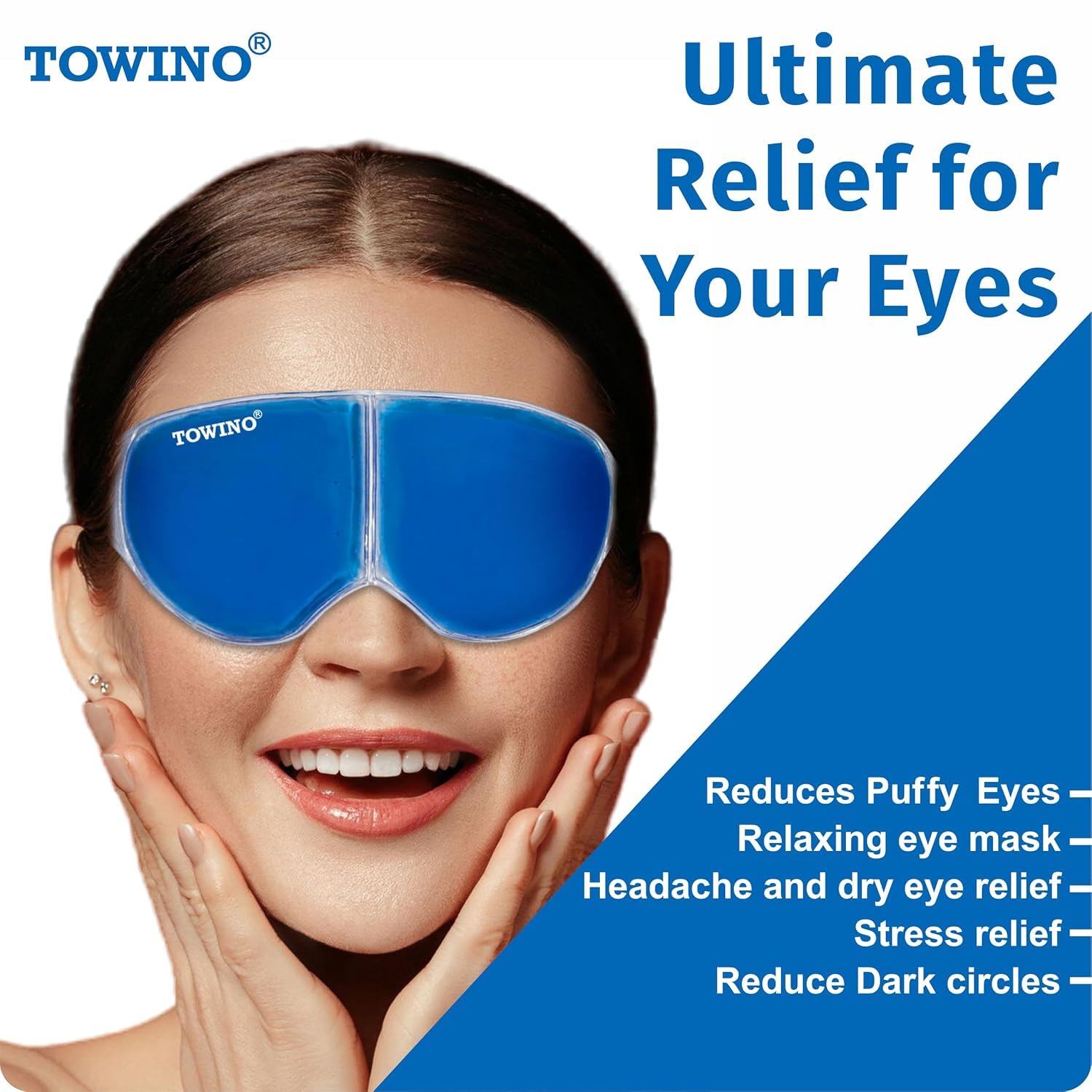 TOWINO® Cooling Eye Gel Mask for Dark Circles, Dry eyes,Pain Relief, Redness,Eye Patches Cooling Gel Pads For Women & Men- Blue (Pack Of 1) — Amazon image 4
