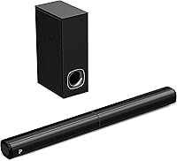 Vista 7 de PHEANOO Barras de sonido compactas 2.1 para TV con subwoofer, HDMI ARC/Bluetooth 5.0/Óptica/AUX/RCA, control remoto, graves ajustables, montaje