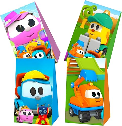 Miniatura 4 de 12 bolsas de regalo de fiesta de Leo el camión, suministros de fiesta de cumpleaños de Leo the Truck para decoración de fiesta de cumpleaños de Leo