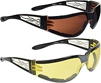 Vista 28 de Bikershades Motorcycle Sunglasses Foam Padded with Flame design for Men for women - Free Microfiber Cleaning Case Dragster