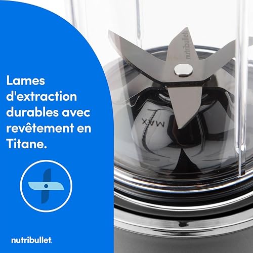 Nutribullet Ultra 1000, Blender Personnel, Mixeur pour Smoothies, Hachoir, Lames en Acier Inoxydable, Touches Tactiles, Tasse en Tritan de 900ml, Inclus Couvercle de voyage, 1000W, Gris (NB1004DGB) - 6