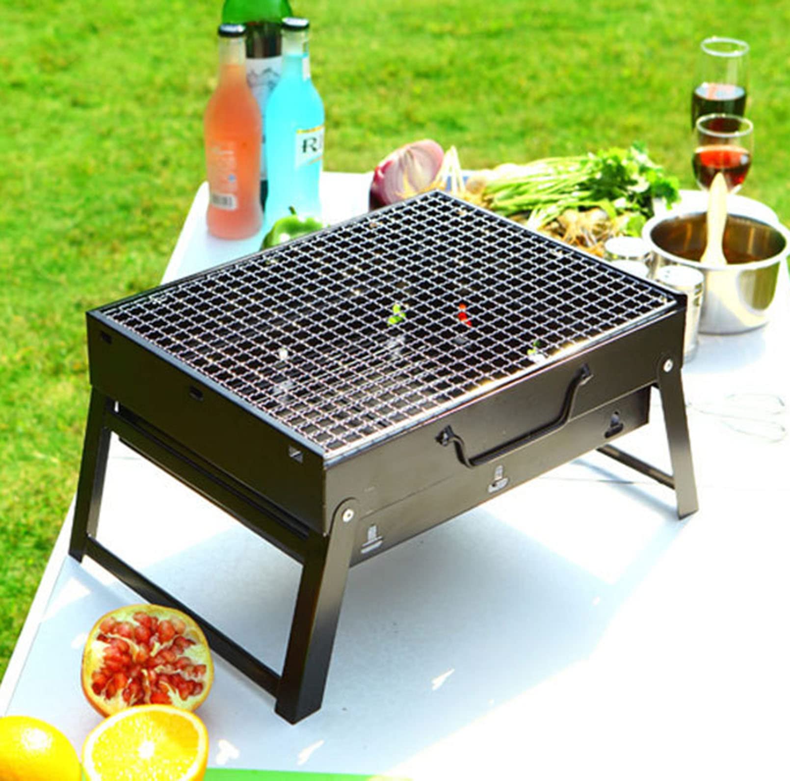 Przenośny grill ze stali nierdzewnej – grill na świeżym powietrzu do ogrodu, na patio i kemping – idealny sprzęt do grillowania dla entuzjastów aktywności na świeżym powietrzu