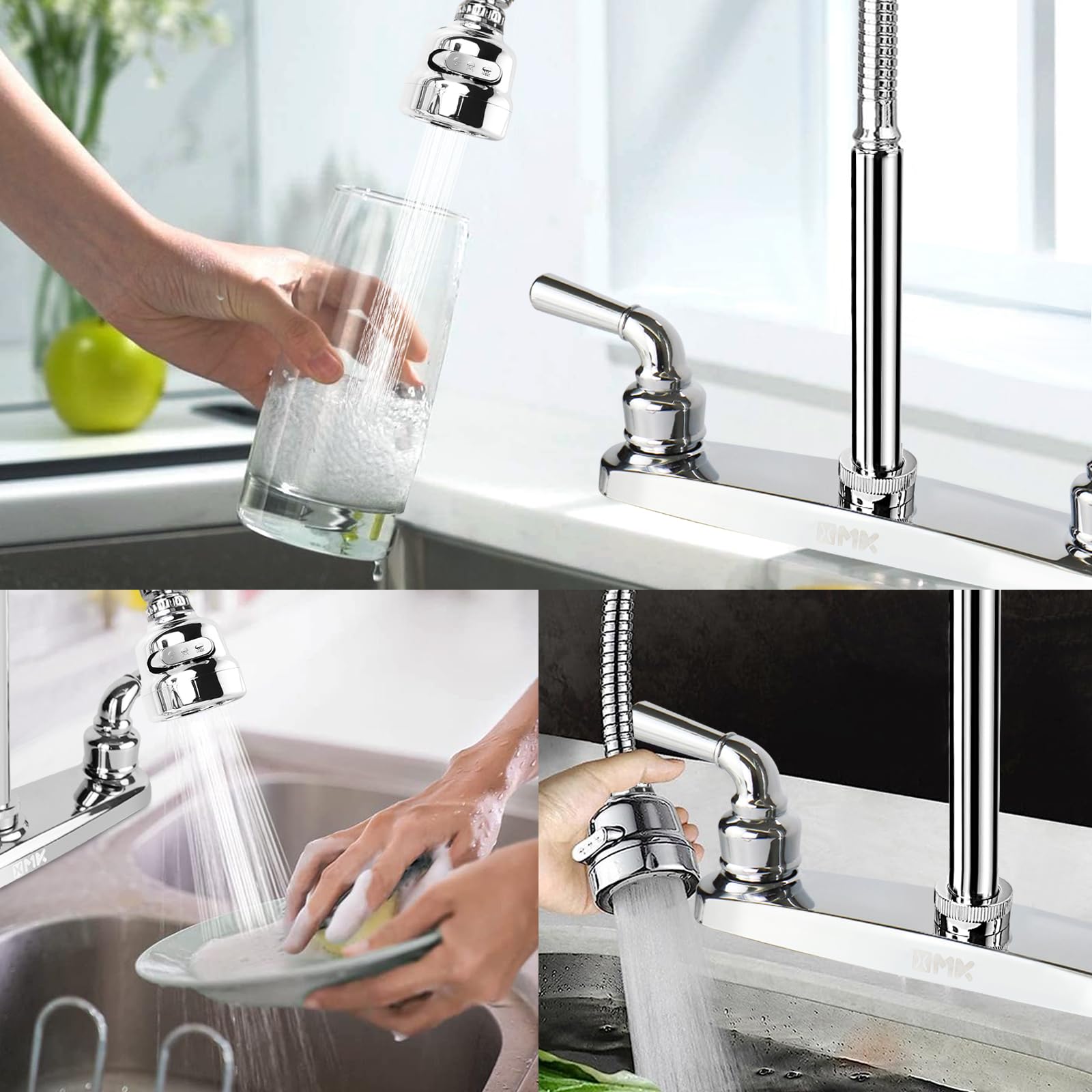 LALAFINA Kitchen Faucet Sprayer Head – Replacement Nozzle With G1/2" Connector, ABS Plastic, Silver, Dual Spray Modes, For Pull-Out Kitchen & Bathroom Faucets
