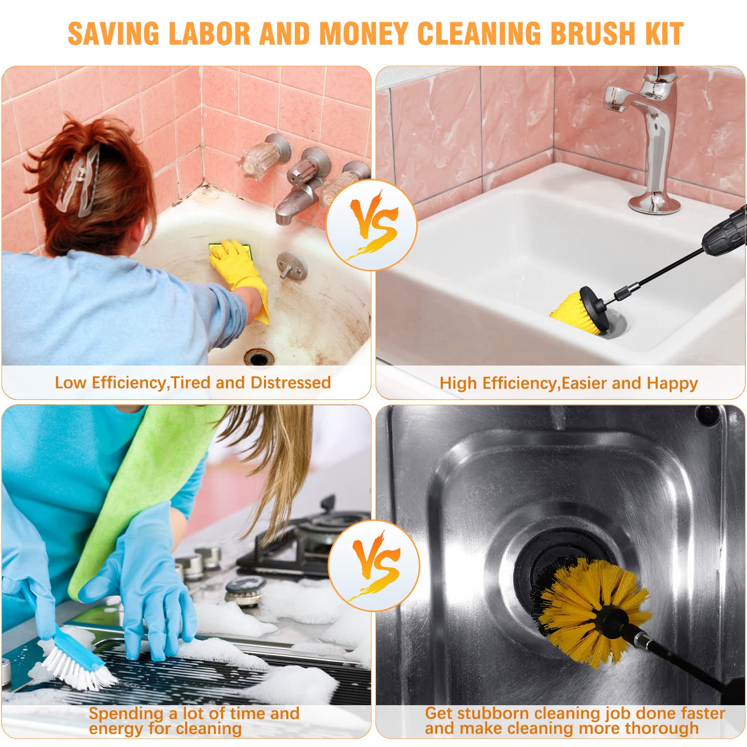 22-teiliges Bohrbürsten-Set, Bohrschrubber-Bürsten-Set enthält Allzweck-Bohrbürste, Scheuerpads und Schwamm mit Verlängerungsaufsatz, Polierpads für Auto-Oberflächen