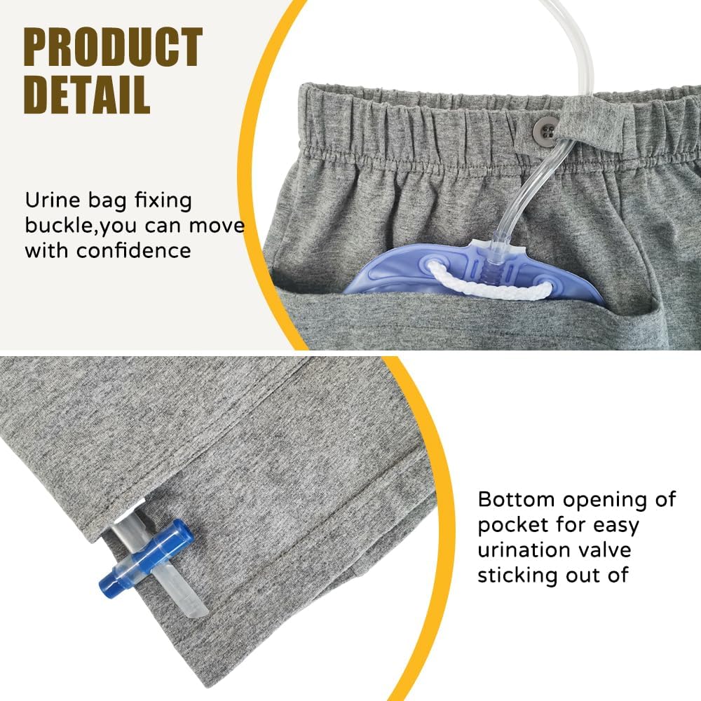 2 PCS Postoperative Care Ostomy Stoma Shorts for Nephrostomy Bag and Catheter Leg Bag, Comfortable, Machine Washable
