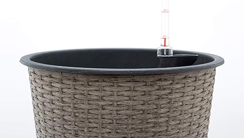 Miniatura 6 de Maceta redonda inteligente de riego automático de 13.4 pulgadas para interior y exterior, adecuada para plantas, hierbas, suculentas, flores, mimbre