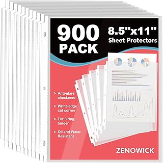 900 Pack Sheet Protectors 8.5 x 11 Clear Page Protectors for 3 Ring Binder
