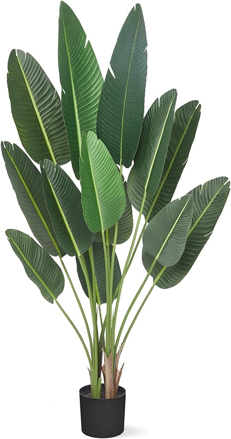 Amyove 6 Feet Artificial Tree Bird of Paradise with 13 Trunks, 72 inch Faux Plant Fake Banana Tree Plant with Pot for Home, Decor, Indoor, Outdoor, Living Room, Office-1Pack
