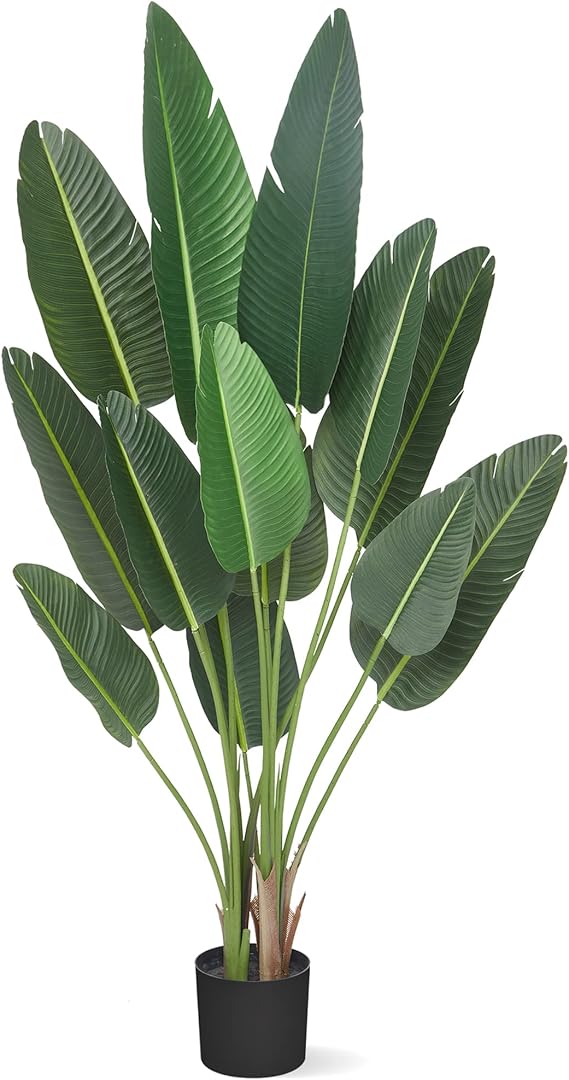 Amyove 6 Feet Artificial Tree Bird of Paradise with 13 Trunks, 72 inch Faux Plant Fake Banana Tree Plant with Pot for Home, Decor, Indoor, Outdoor, Living Room, Office-1Pack