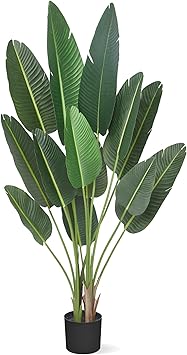 Amyove 6 Feet Artificial Tree Bird of Paradise with 13 Trunks, 72 inch Faux Plant Fake Banana Tree Plant with Pot for Home, Decor, Indoor, Outdoor, Living Room, Office-1Pack