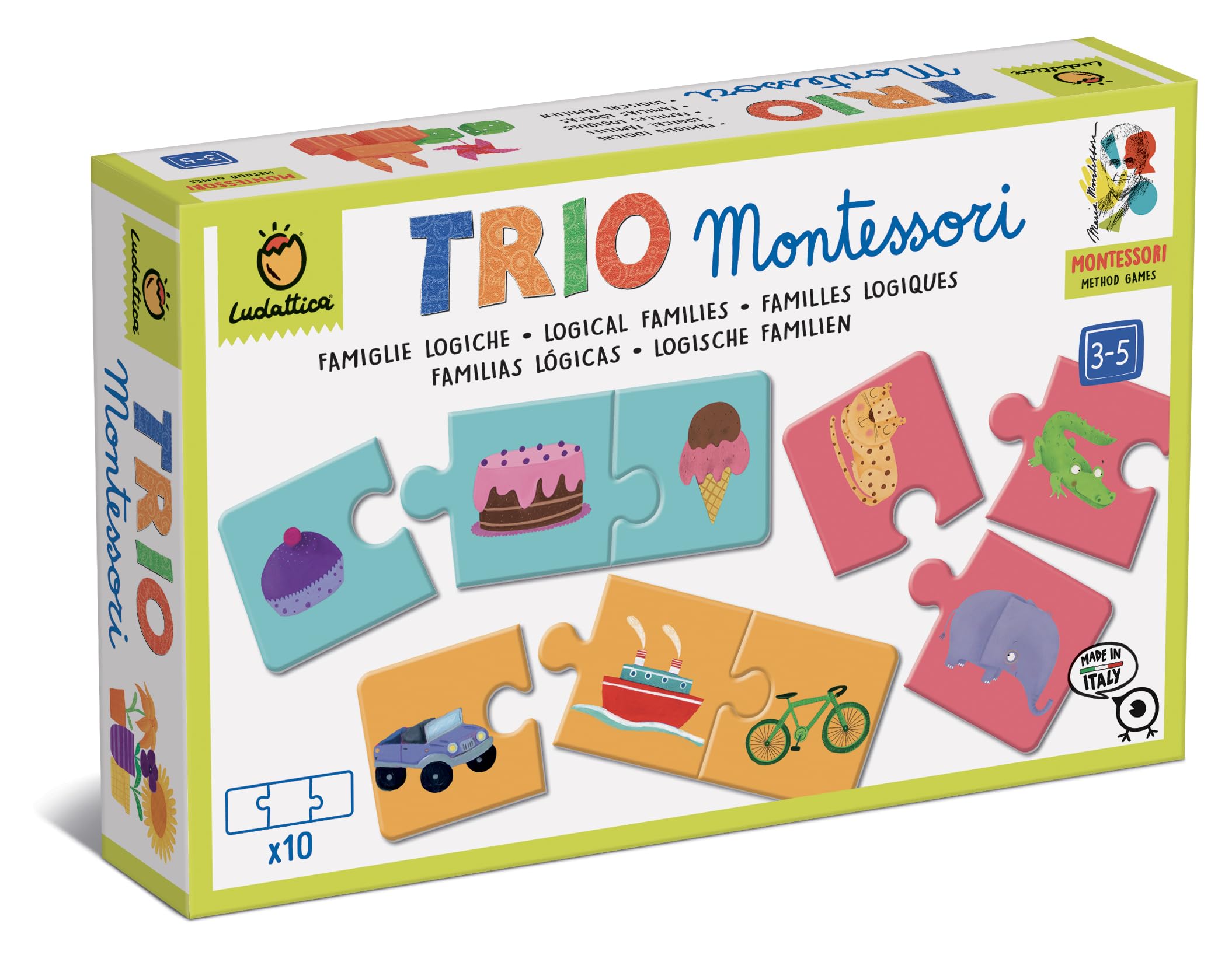 LudatticaMONTESSORI GAMES - Montessori Trio: Discover the categories of objects with the Montessori method! Educational game 3-5 years - Made in Italy