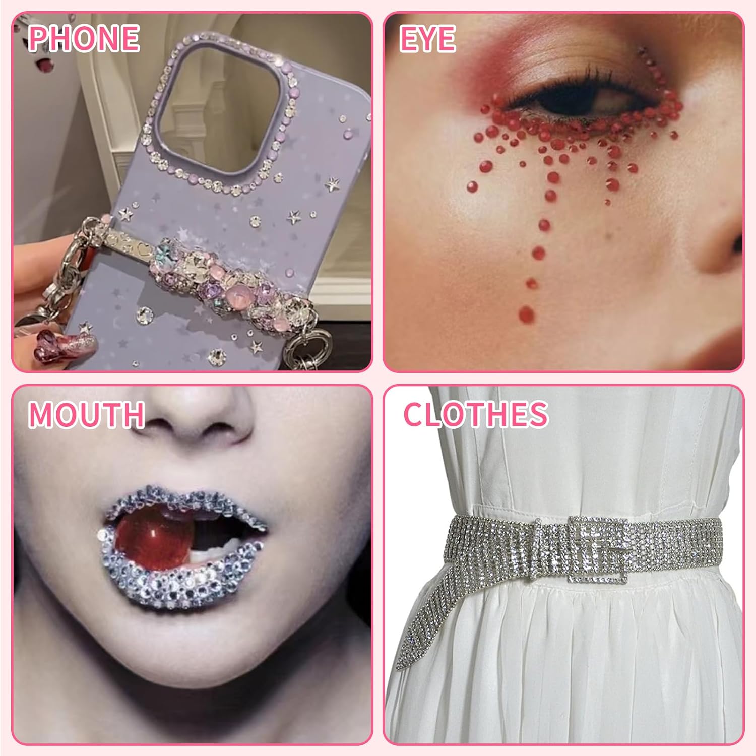 Rhinestone Stickers, 2475 PCS Self Adhesive Diamond Sticker in 4 Size 15 Colors, Gem Stickers for Face, Body Art, Crafts, Hairs, Nail, DIY Decorations, Bling Stick on Jewels for Women, Kids - Image 7