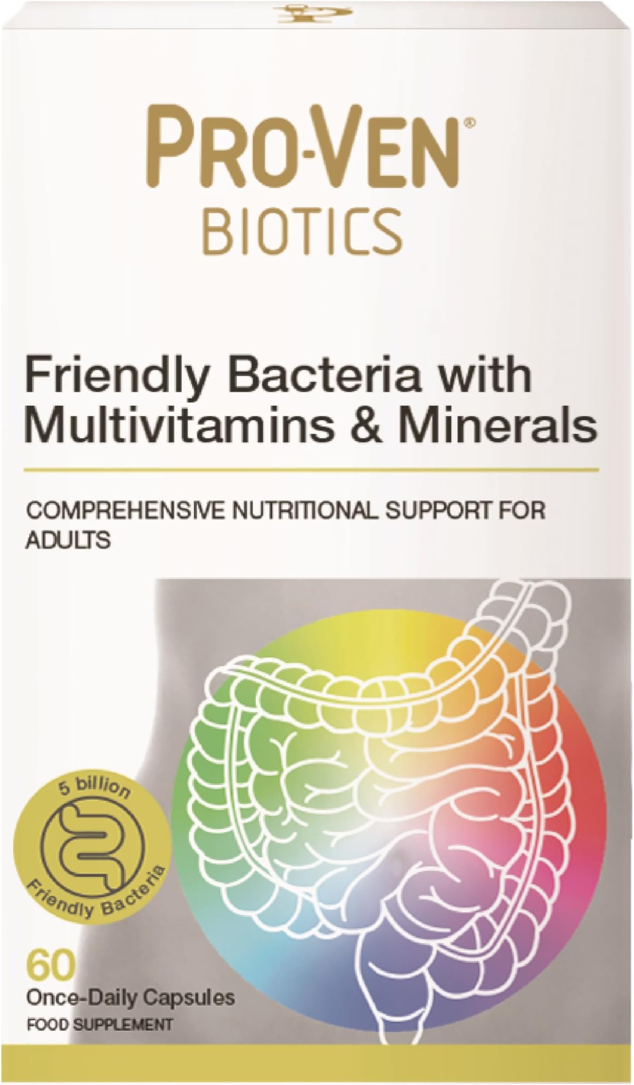 Biotics for Adults | Gut Health & Immune System Support | 5 Billion CFU & Multivitamin Supplement for Men & Women | Reduces Bloating & IBS | 60 Capsules