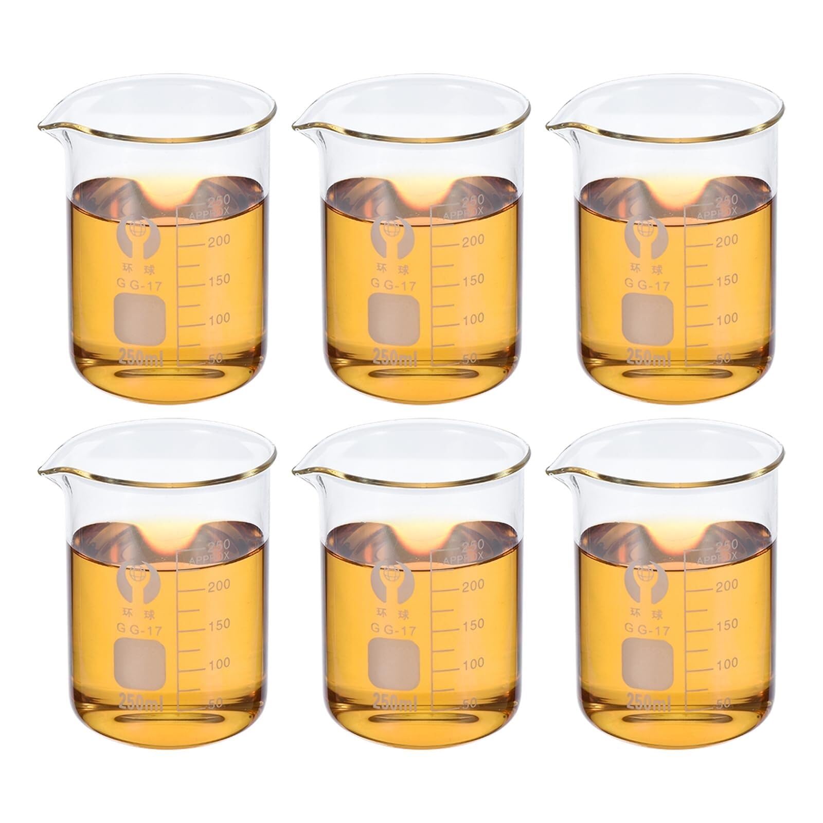Bécher de laboratoire avec échelle graduée, bécher en verre borosilicaté 250 ml pack de 2