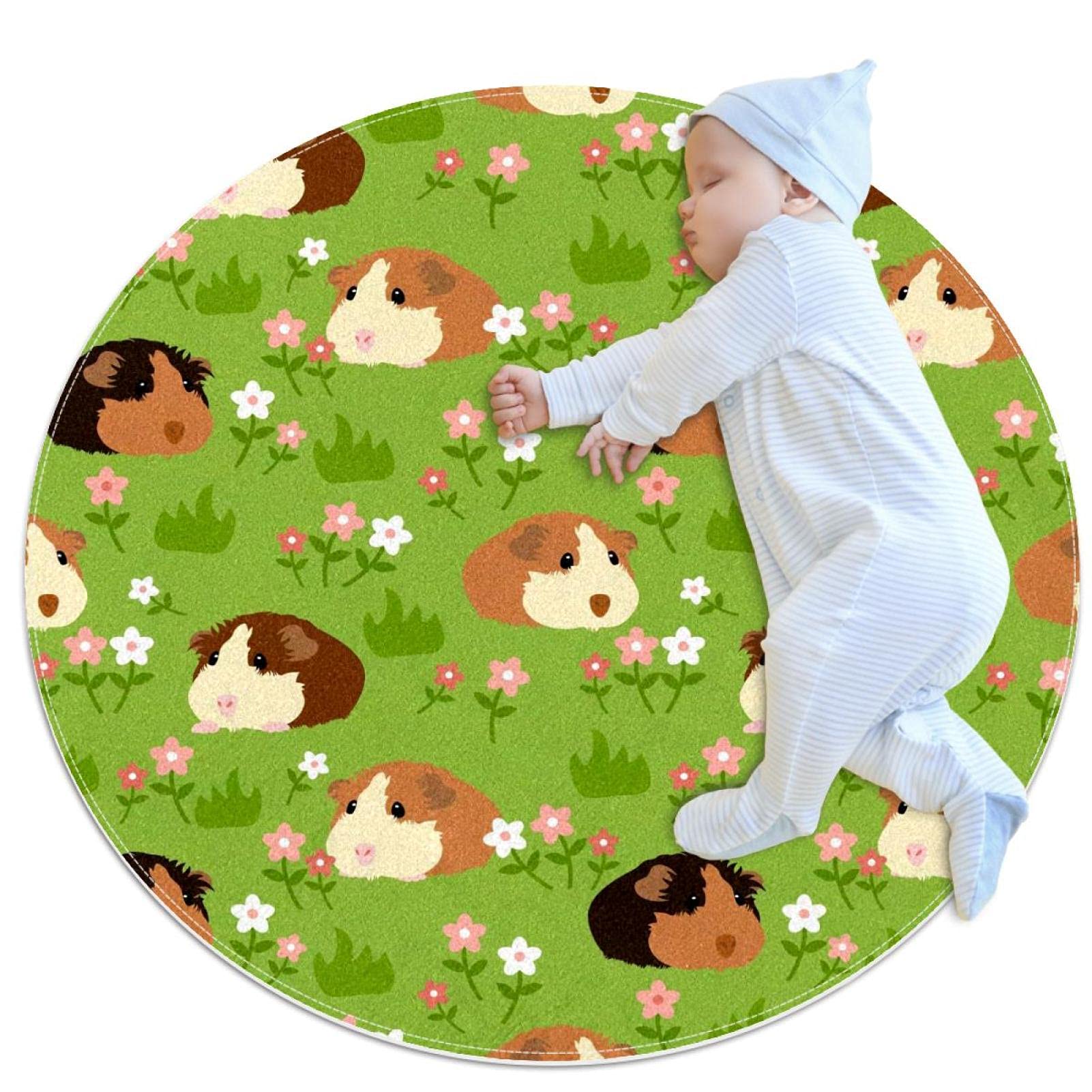 Alfombra de área guinea pig JDEZ redonda de 80x80cm para juegos infantiles y mascotas en casa