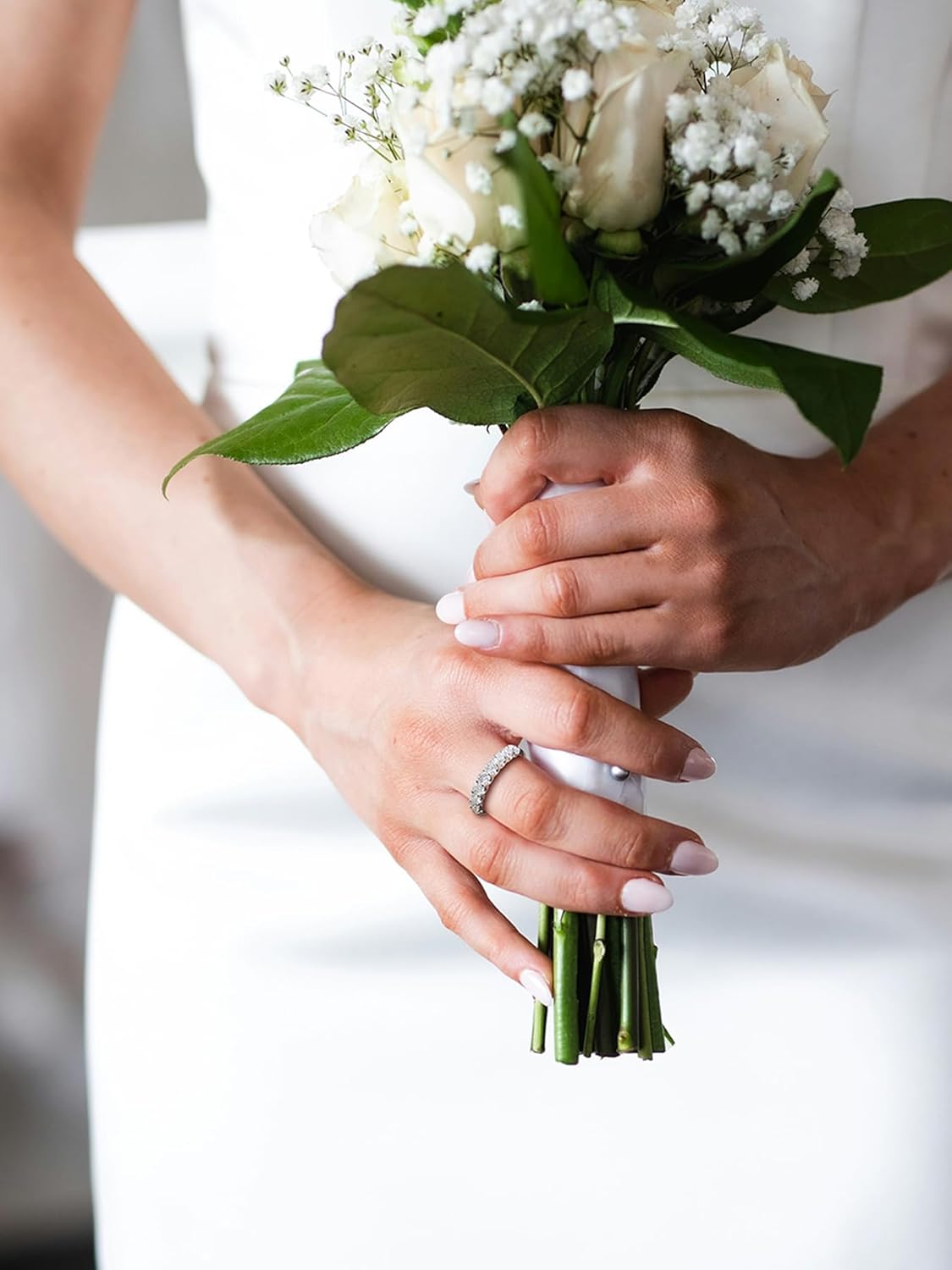 KSTYLE 3.0mm 9 Stones Moissanite Wedding Band for Women |D Color-VVS1| Anniversary Ring 18K White Gold Plated S925 Sterling Silver Ring Moissanite Eternity Band Rings for Women - Image 3