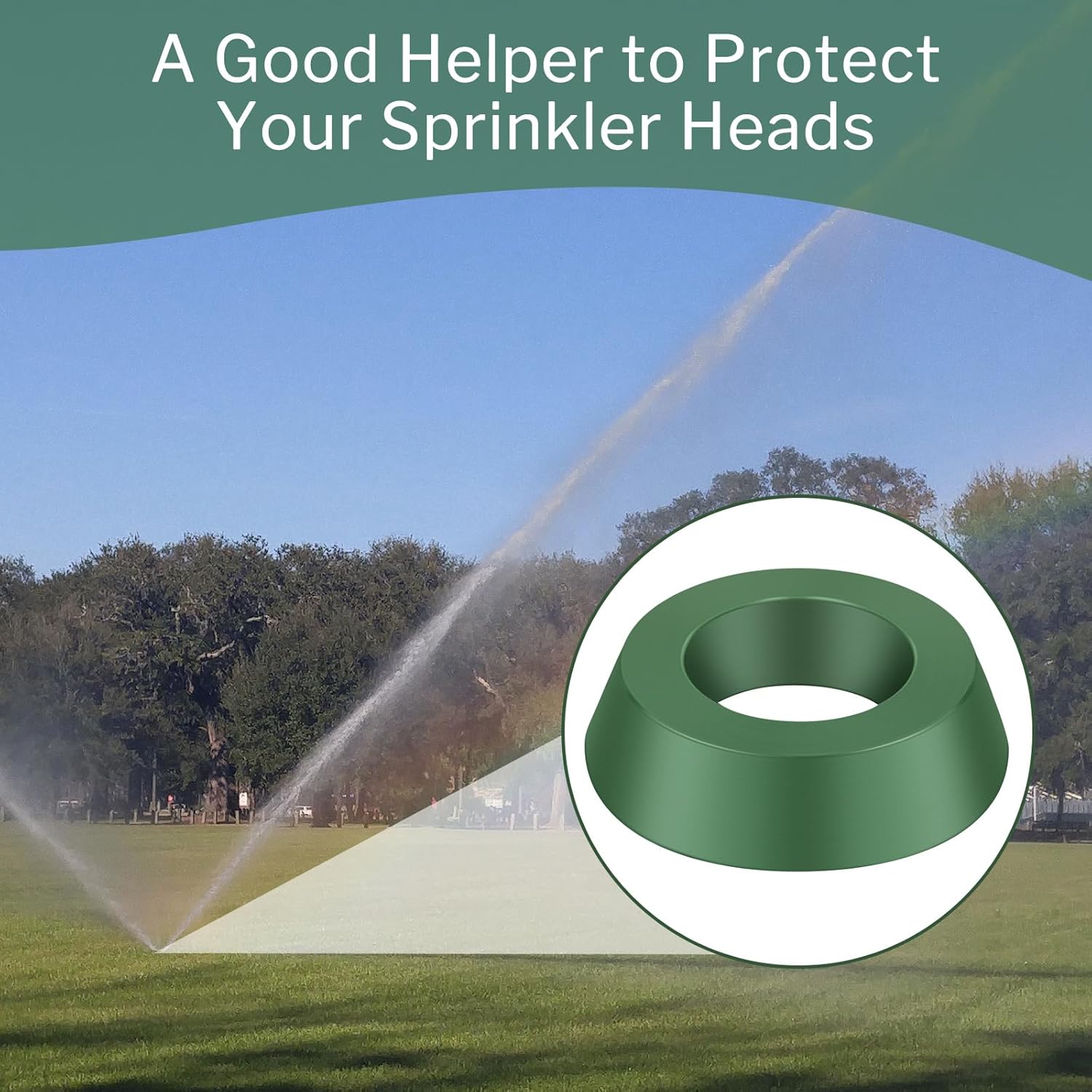 Yaomiao 6.3 Inch Sprinkler Head Protector Plastic Sprinkler Spray Guard Doughnut Green Nylon Guards for Reduce Damage from Cars and Lawn Mowers, for Use on Rotary Type(2 Pcs)