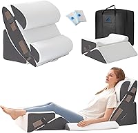 Ahpmeoa 6PCS Memory Foam Wedge Pillow Set for Post-Surgery Recovery, Acid Reflux, Sitting Up in Bed - 16+ Positions, White/Grey