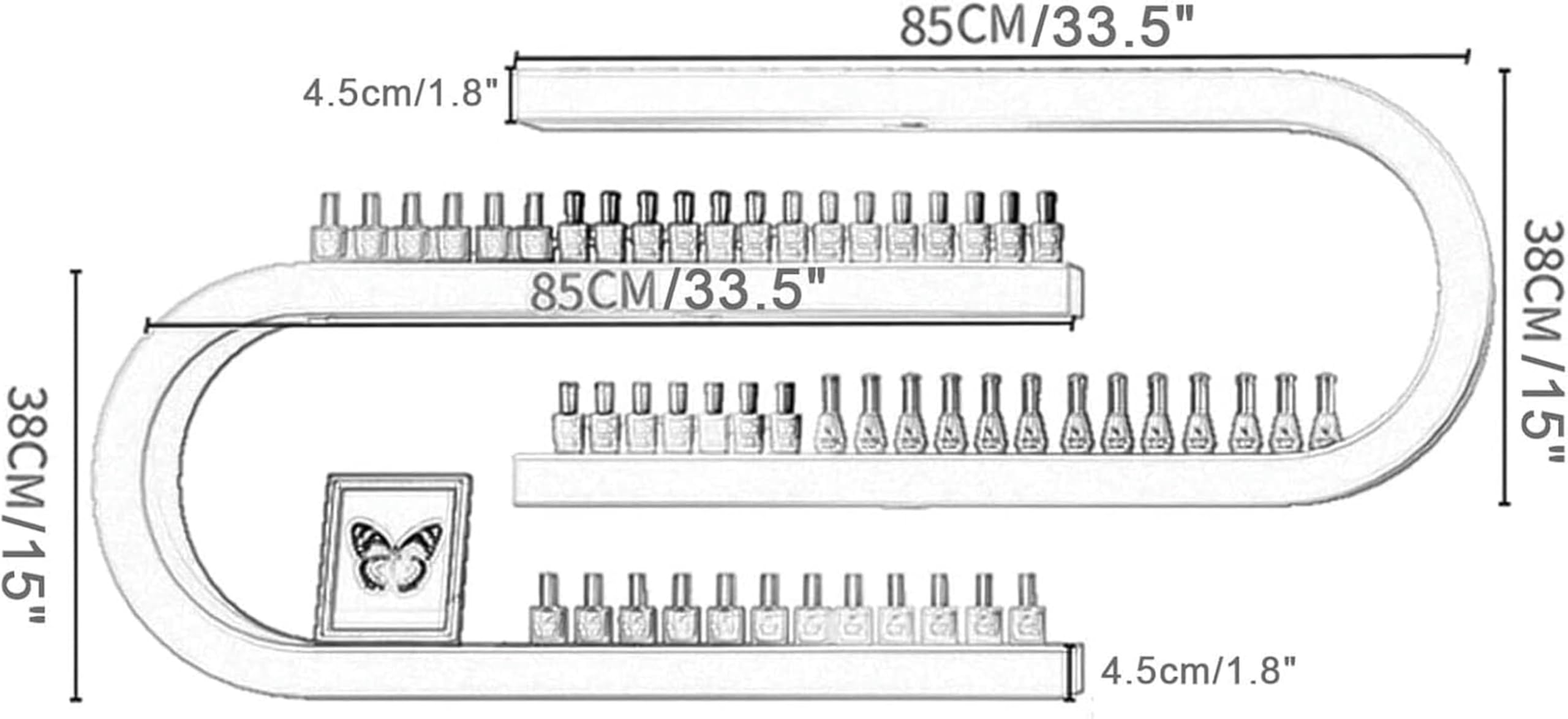Portaoggetti a Forma di U per Oli Essenziali e profumi, Organizer da Parete per smalti, Organizer Multifunzionale per saloni di Bellezza e Centri estetici, Porta smalti (Bianco, 8)