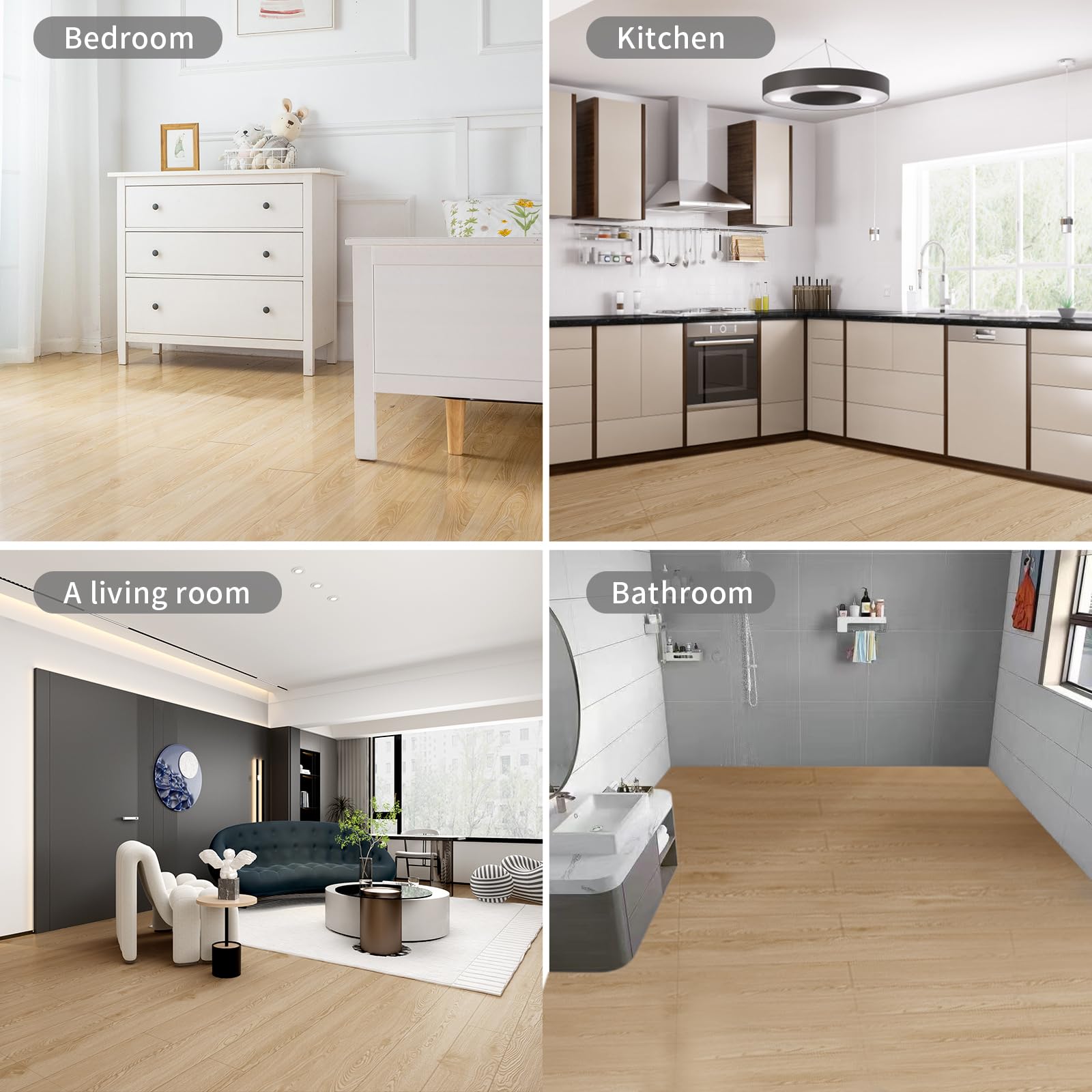 Rivestimento per pavimenti in PVC, effetto legno, piastrelle adesive per pavimenti in vinile, spessore 0,15 cm, antiscivolo, impermeabile, pannelli da parete, 40 x 300 cm, 1,2 m² (rovere giallo)