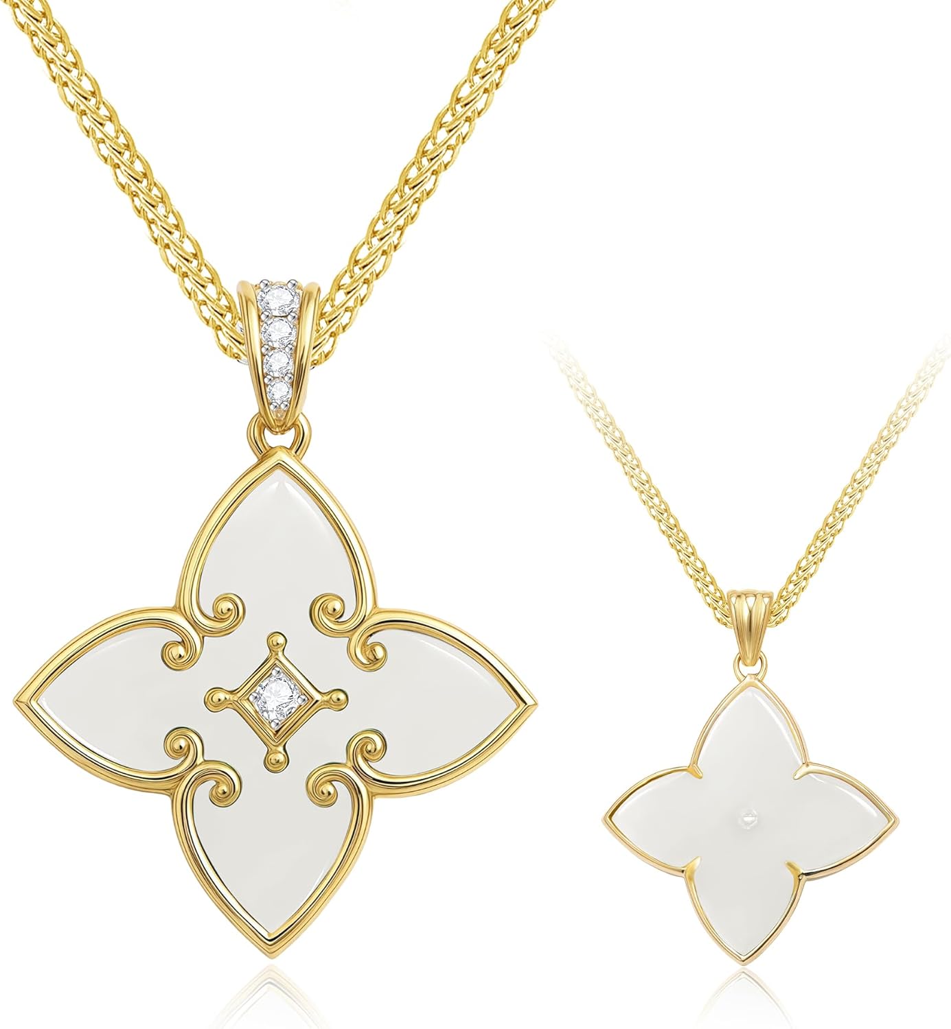 Women's Clover necklace – S925 Sterling Silver Pendant with Agate Heart – Adjustable necklace for Women, a Thoughtful Choice for Daughter, Wife, or Mom