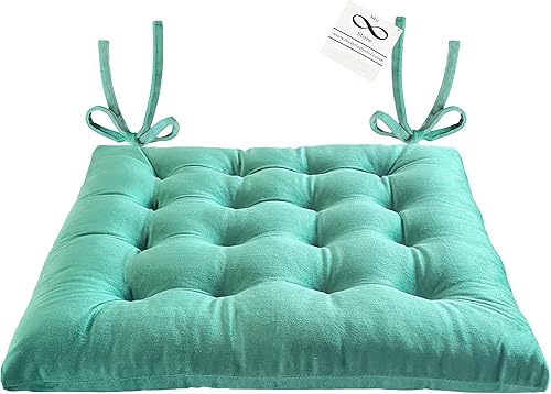 Miniatura 4 de My Infinity Store Collection 828-CHP-SQR - Cojín cuadrado para silla de felpa, para taburete de cocina, bar, comedor, duradero, reversible con lazos