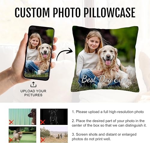 Miniatura 4 de Funda de almohada personalizada con foto, funda de almohada de terciopelo personalizada de 26 x 26 pulgadas con texto de imagen, regalos
