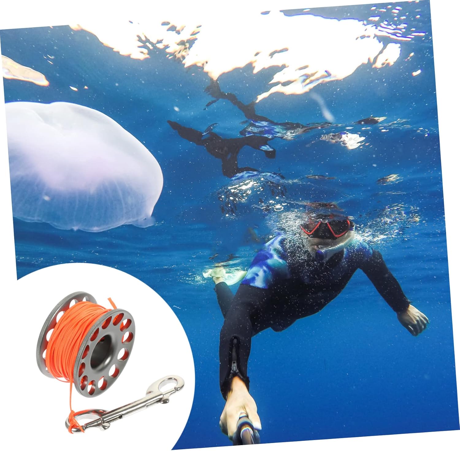 1roll Diving Spool Line Portable Guide Line Spool for Underwater Activities for Scuba Diving and Snorkeling Features Smooth Edges for Hand Protection