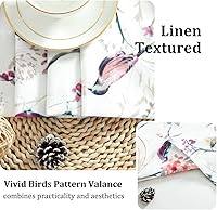 Vista 43 de VOGOL Cenefas con patrón de pájaros para ventanas de cocina, cenefa texturizada de lino con estampado floral y pájaros para ventanas pequeñas