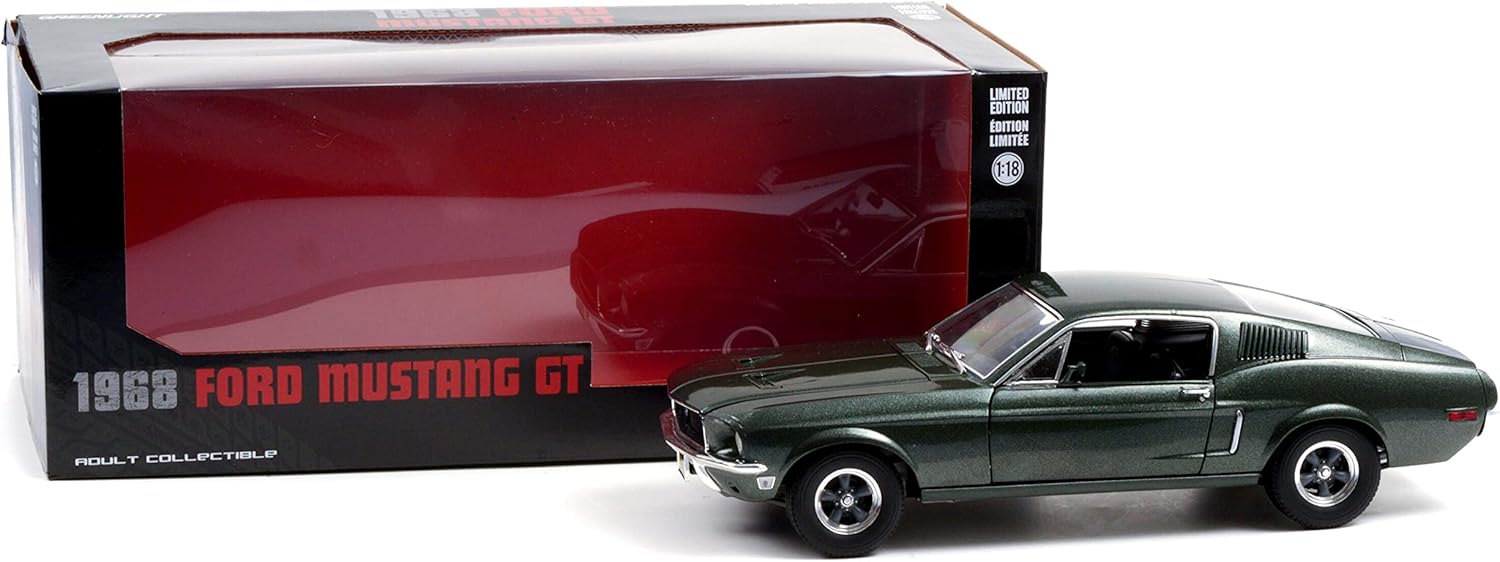 Greenlight 1968 Ford Mustang GT Fastback Highland Green Metallic 1/18 Diecast Model Car