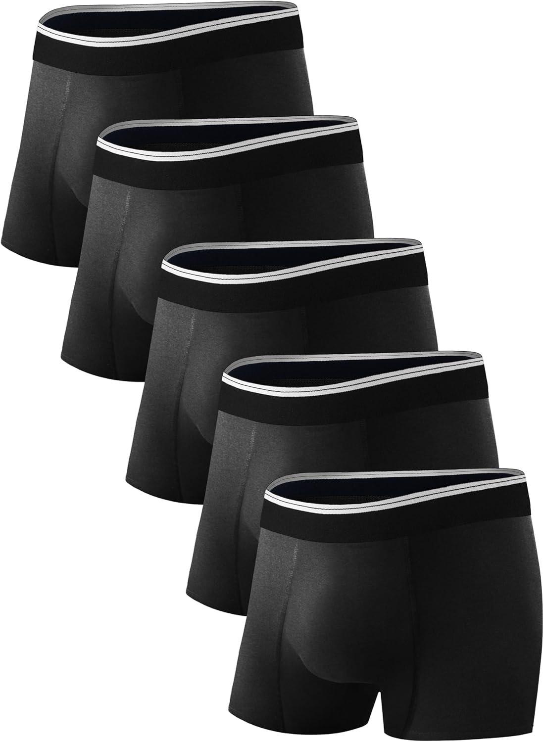 TIICHOO Men Incontinence Underwear Washable Leakproof Boxer Briefs for Bowel Leakage Cotton Absorbent Underwear 5 Pack(3X-Large, Black 5)